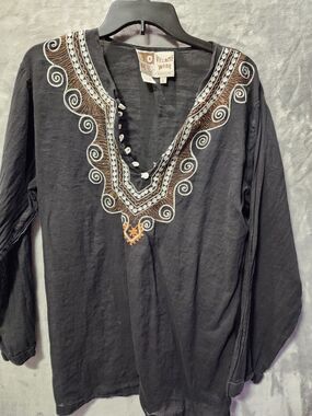 Vintage Soho Village Wear Shirt Womens L Clothing Boho Hippie Floral Flower